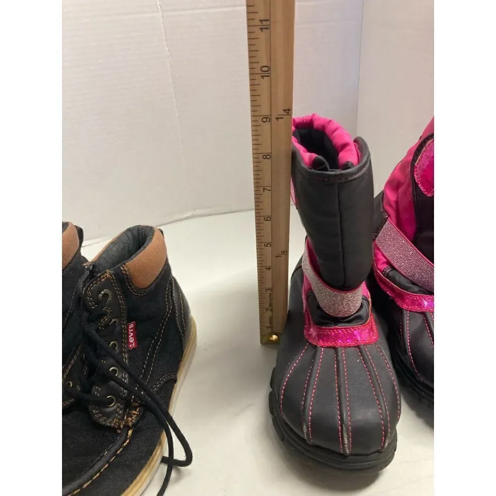 LEVI’S & THE CHILDREN’S‎ Place Kids Boots Size 3 Pink & Black & Blue Denim